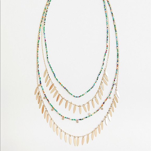 🌈 Gold-toned Rainbow Bead Necklace 🌈 - Picture 1 of 3